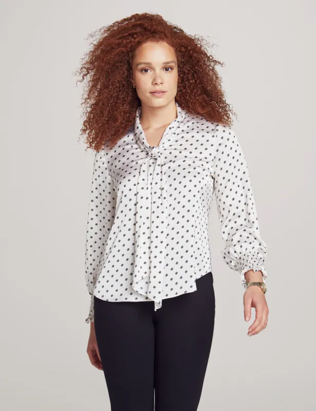 Smocked Cuff Bow Blouse sold by Anne Klein