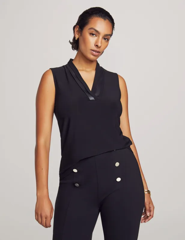 Triple Pleat Top With Vegan Leather sold by Anne Klein