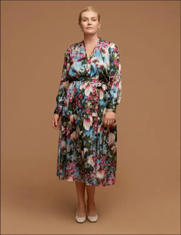 Plus Size Soft V Neck Tiered Midi Dress sold by Anne Klein