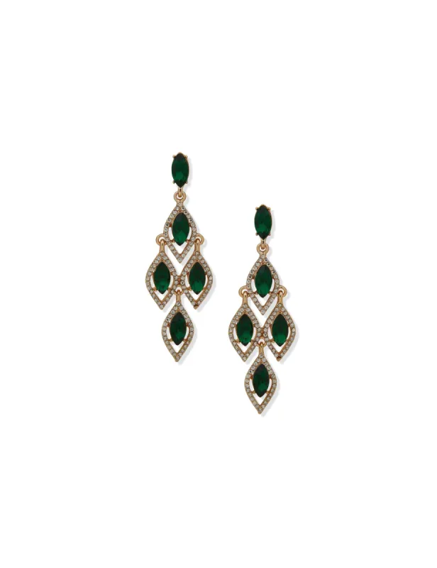 Green Stone Drama Drop Earrings sold by Anne Klein