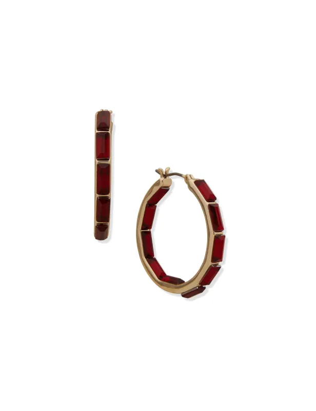Siam Stone Baguette Hoop Earrings sold by Anne Klein