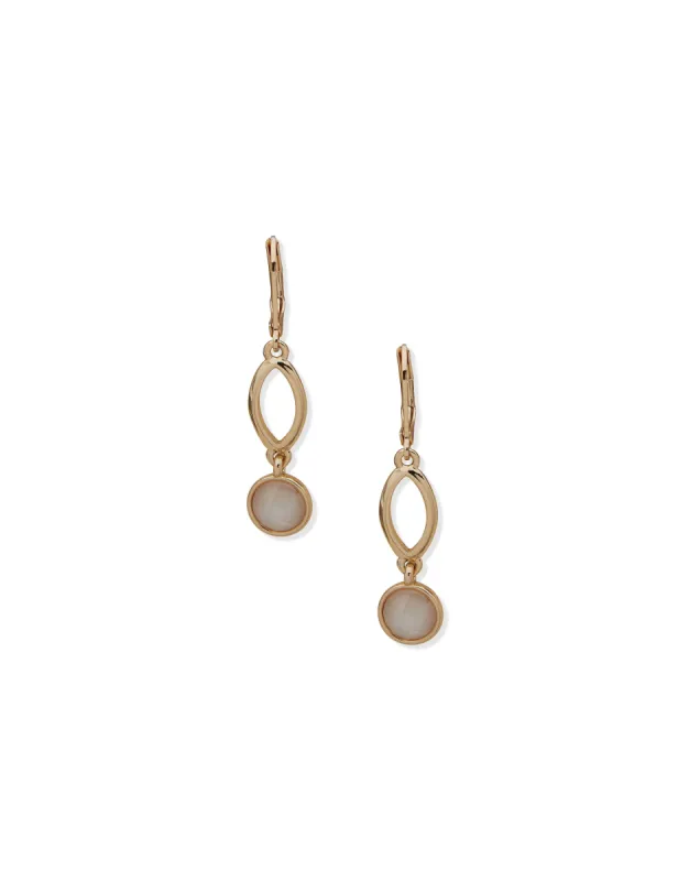 Doule Drop Pierced Earrings with Stone sold by Anne Klein