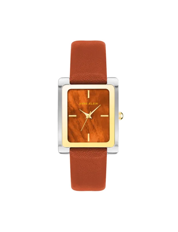 Rectangular Case Leather Band Watch sold by Anne Klein