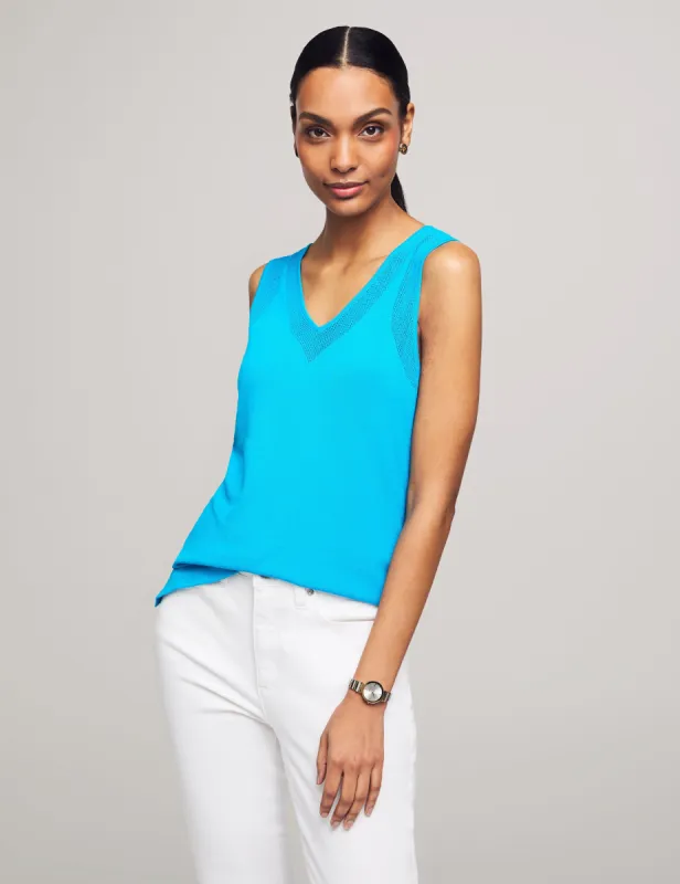 V-Neck Mesh Tank Top sold by Anne Klein