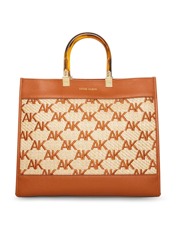 Large Tote In Embroidered AK Straw sold by Anne Klein