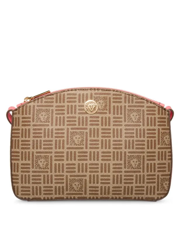 Tile Lion Logo Triple Compartment Crossbody made by Anne Klein