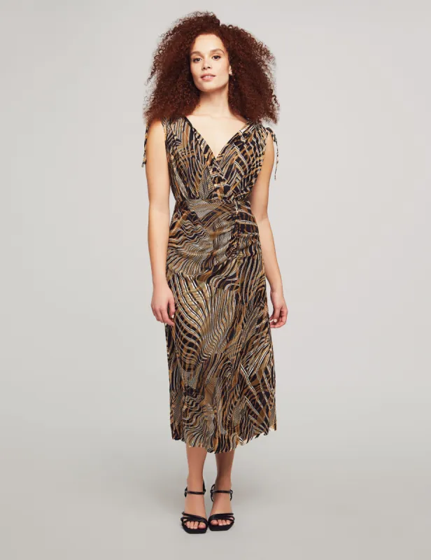 Tie Shoulder Surplice Midi Dress sold by Anne Klein