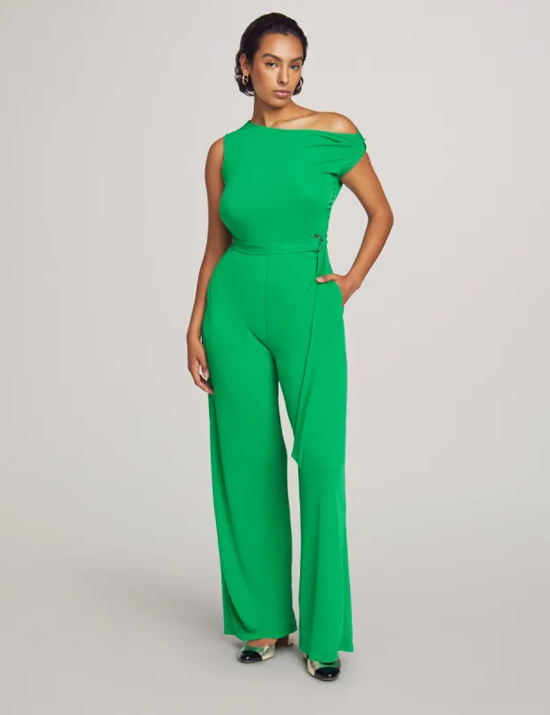 Off One Shoulder Side Ruched Jumpsuit sold by Anne Klein