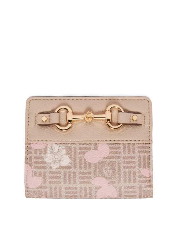 Horsebit Snap Closure Wallet With Floral Overlay sold by Anne Klein