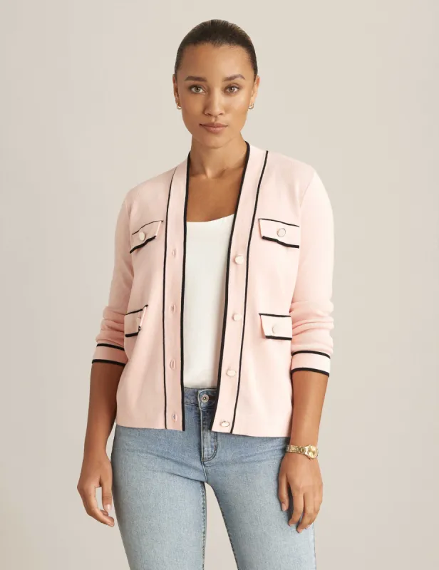 Cardigan With Tipped Pockets sold by Anne Klein