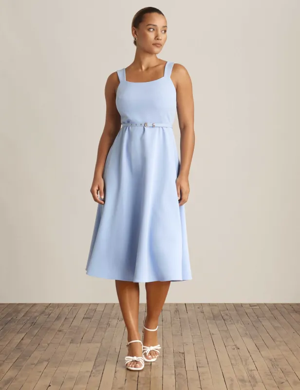 Scooped Neck A Line Midi Dress W/ Belt sold by Anne Klein