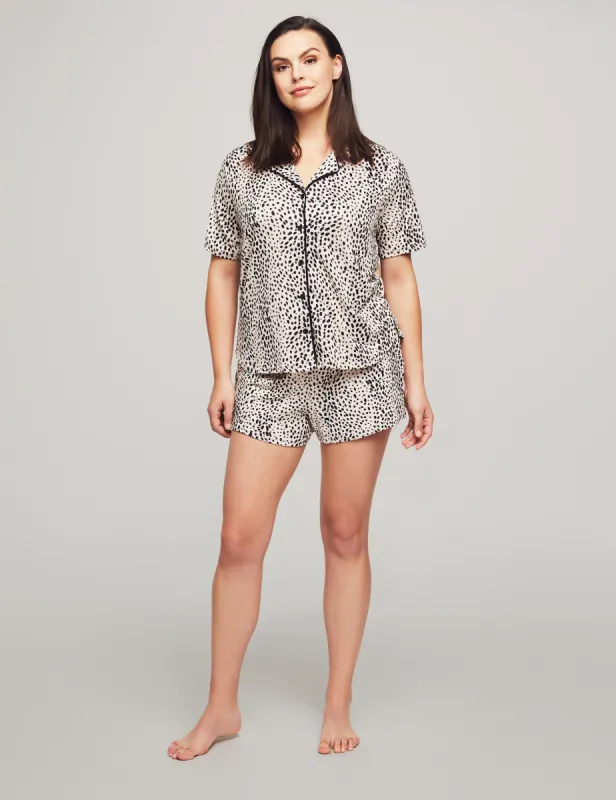 Short Sleeve Notch Pajama Boxer Set made by Anne Klein