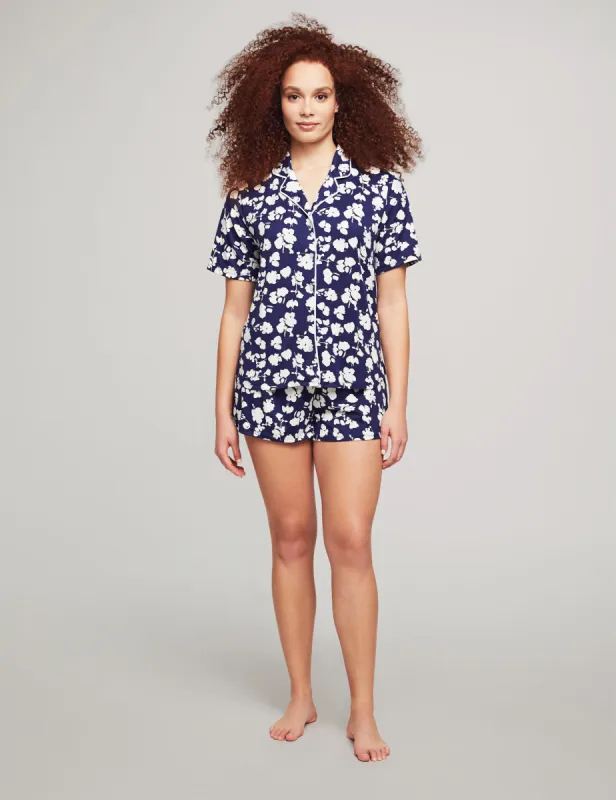 Short Sleeve Notch Pajama Boxer Set made by Anne Klein