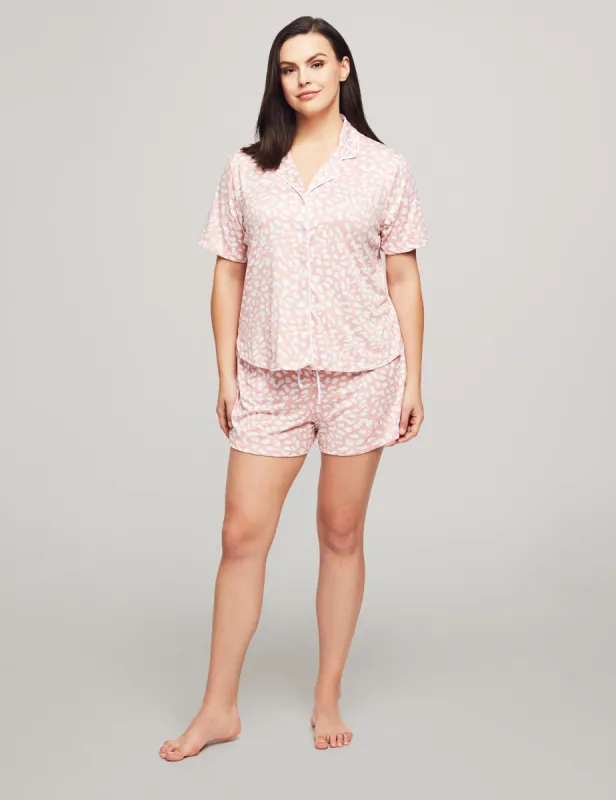 Short Sleeve Notch Pajama Boxer Set made by Anne Klein