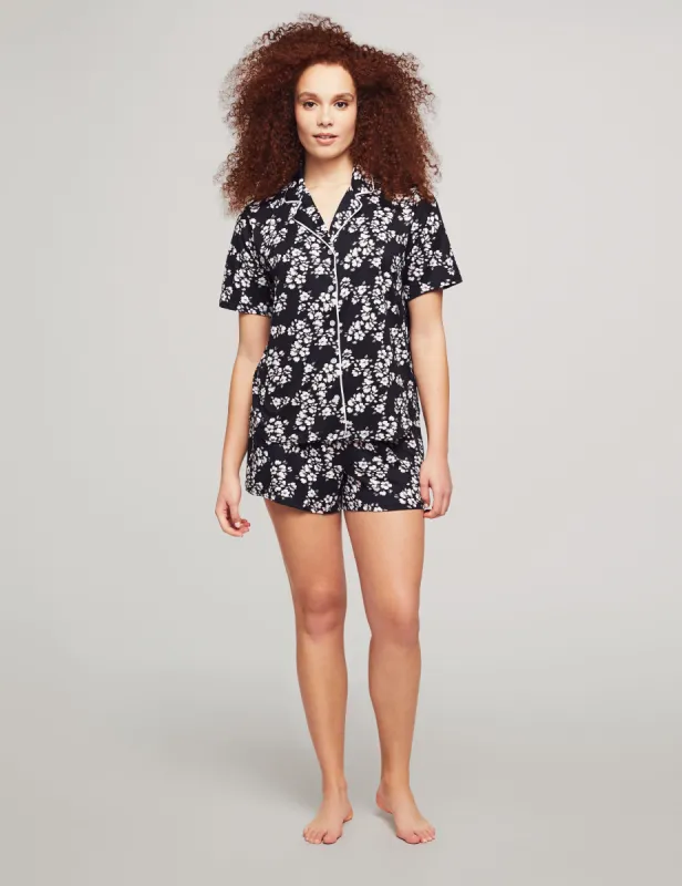 Short Sleeve Notch Pajama Boxer Set made by Anne Klein