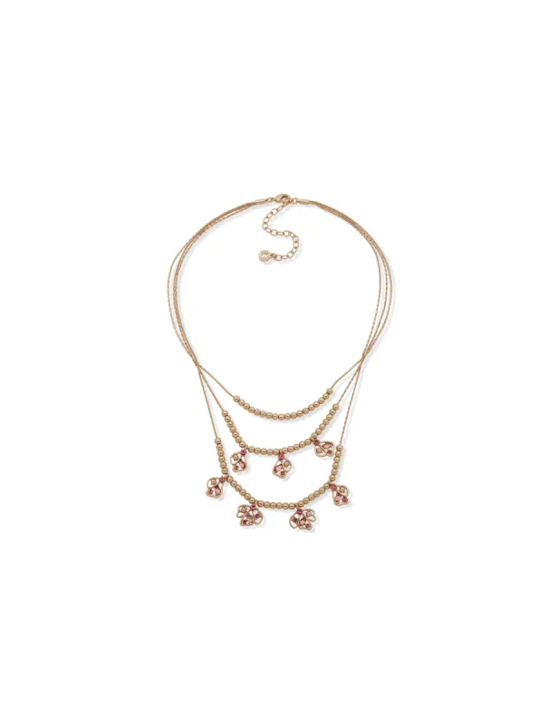 Multi Row Floral Necklace sold by Anne Klein