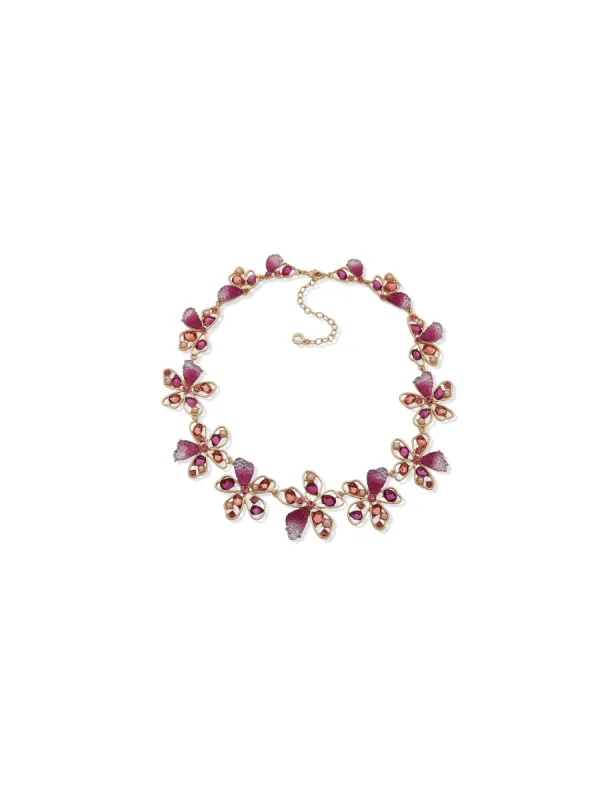 Pink Multi Stone Flower Collar sold by Anne Klein