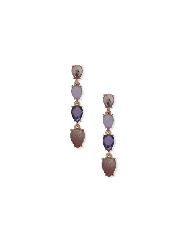 Purple Pear Stone Linear Earring sold by Anne Klein