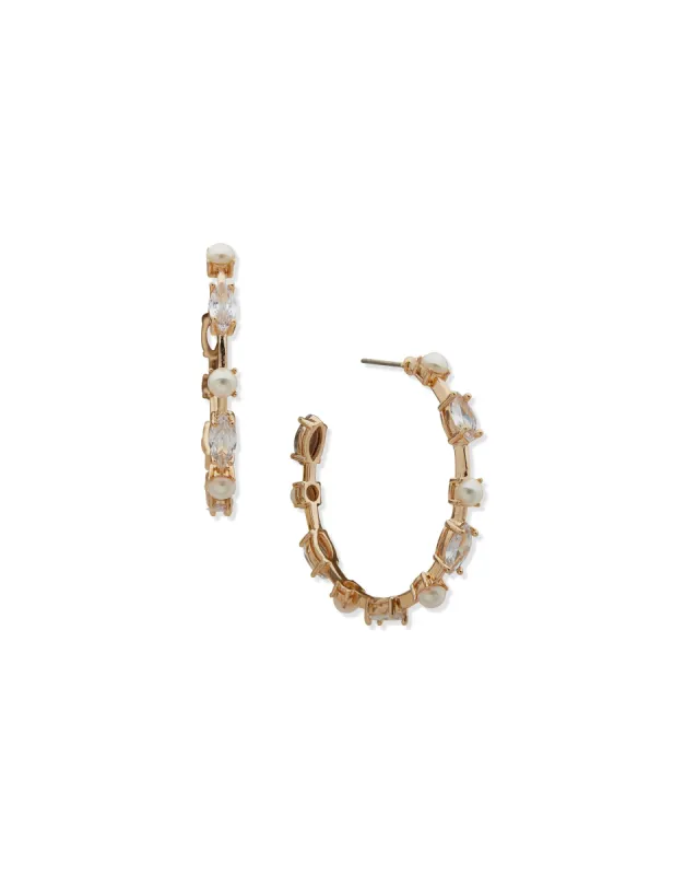 Pearl C Hoop Earring With Crystals sold by Anne Klein