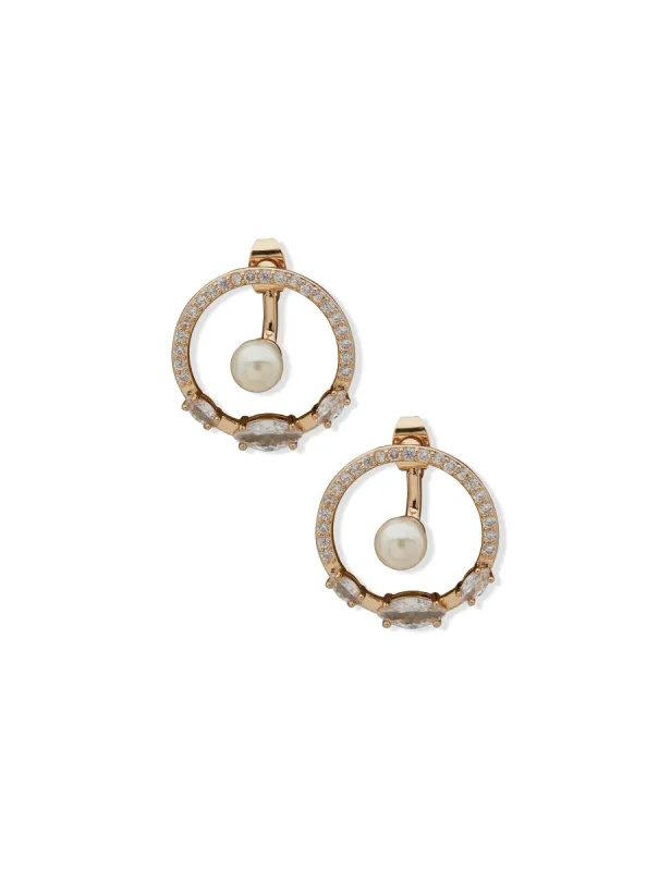 Doorknocker Circular Crystal Earrings sold by Anne Klein