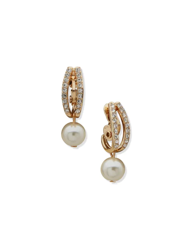 Faux Pearl Doorknocker Clip Earrings sold by Anne Klein