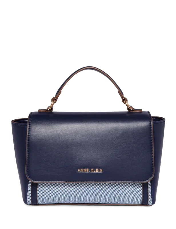 E/W Color Blocked Canvas Flap Satchel sold by Anne Klein