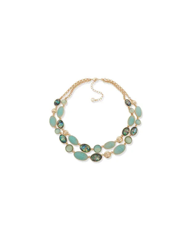 Gold Multi Row Stone Necklace sold by Anne Klein