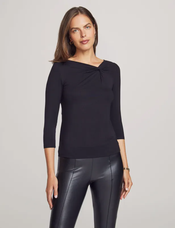 Asymmetric Twist Neck Top sold by Anne Klein