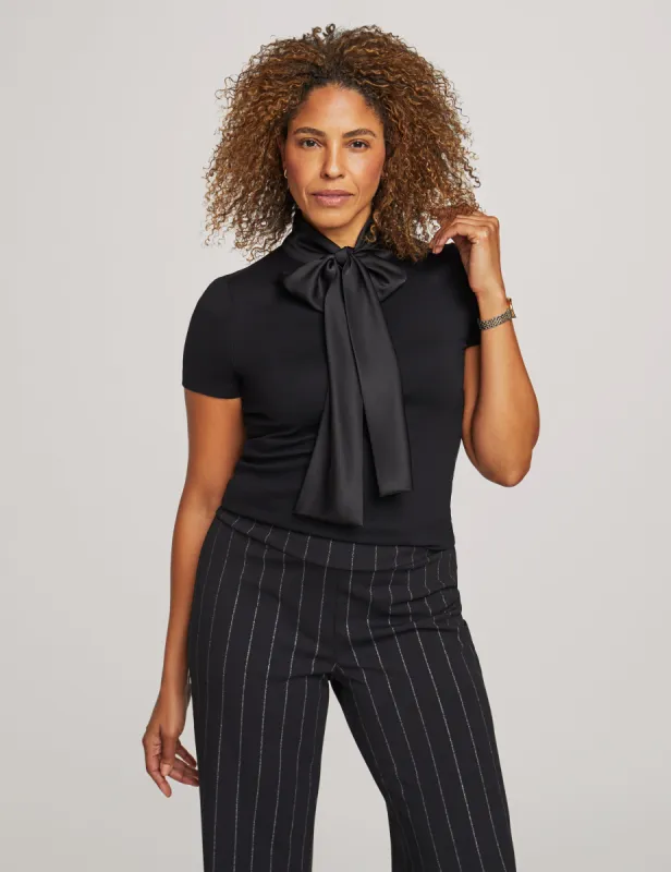 Short Sleeve Top with Matte Satin Bow sold by Anne Klein
