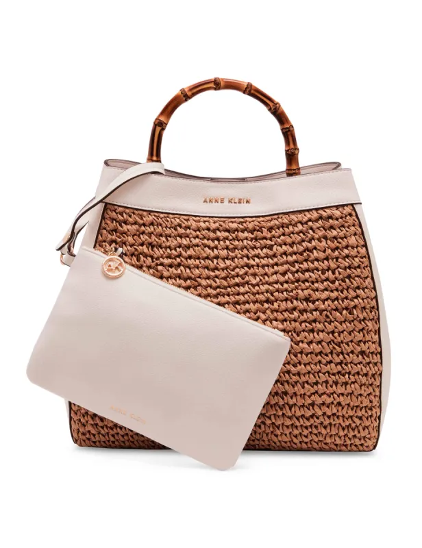Bamboo Top Handle Soft Straw Tote sold by Anne Klein