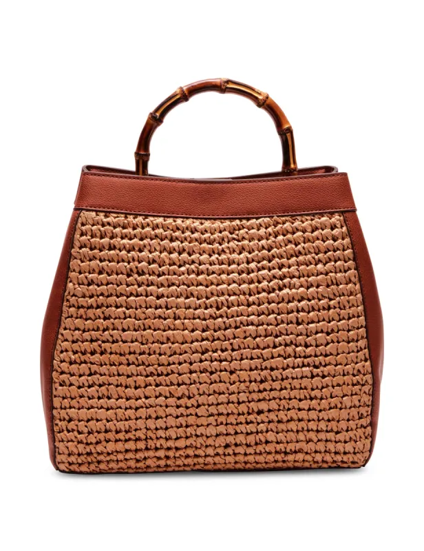 Bamboo Top Handle Soft Straw Tote sold by Anne Klein