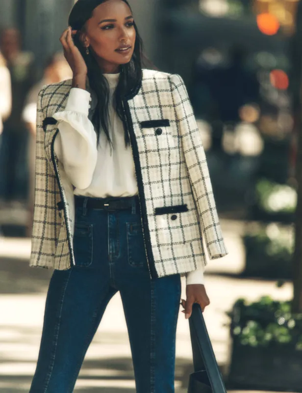 Tweed Collarless Jacket With Novelty Trim sold by Anne Klein