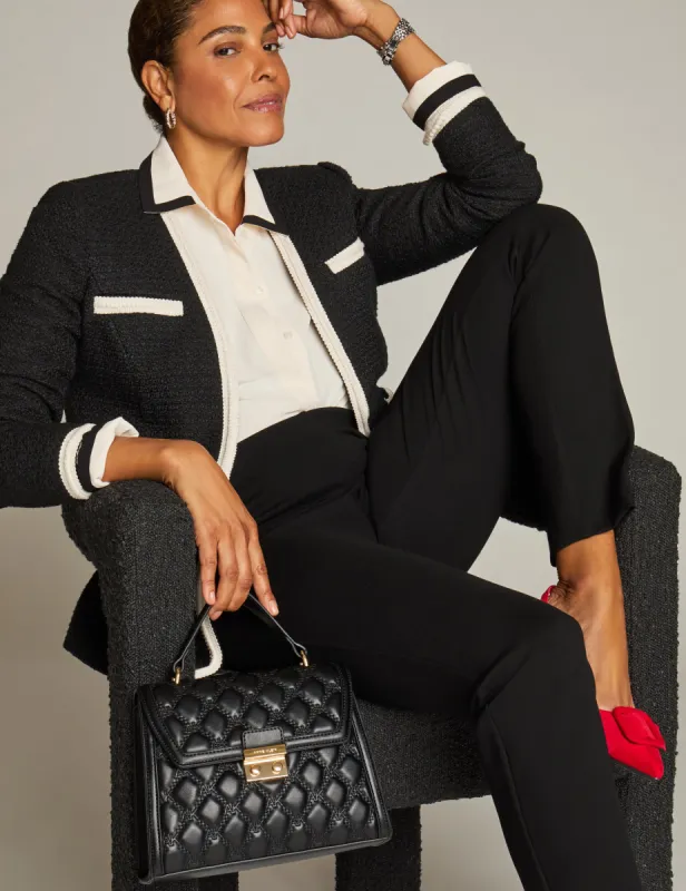 Convertible Quilted Satchel With Push Lock sold by Anne Klein