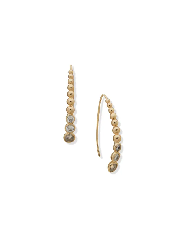 Gold Bead and Stone Threader Earrings sold by Anne Klein