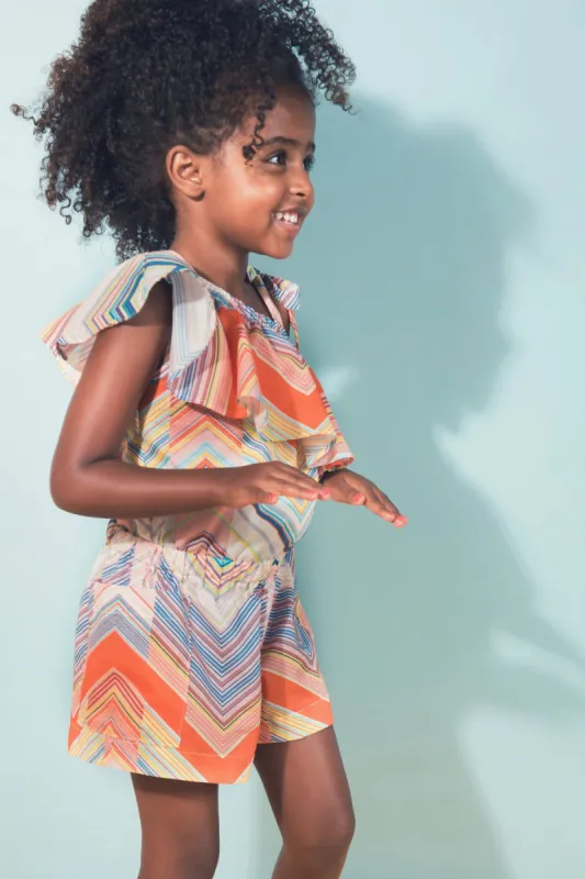 Anthem of the Ants Asymmetric Kaleidoscope Girls Romper (Size 4 left) sold by Anthem of the Ants