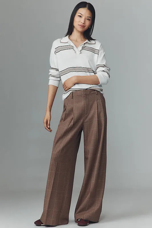 The Avery Plaid Wide-Leg Trousers by Maeve Pants sold by Anthropologie