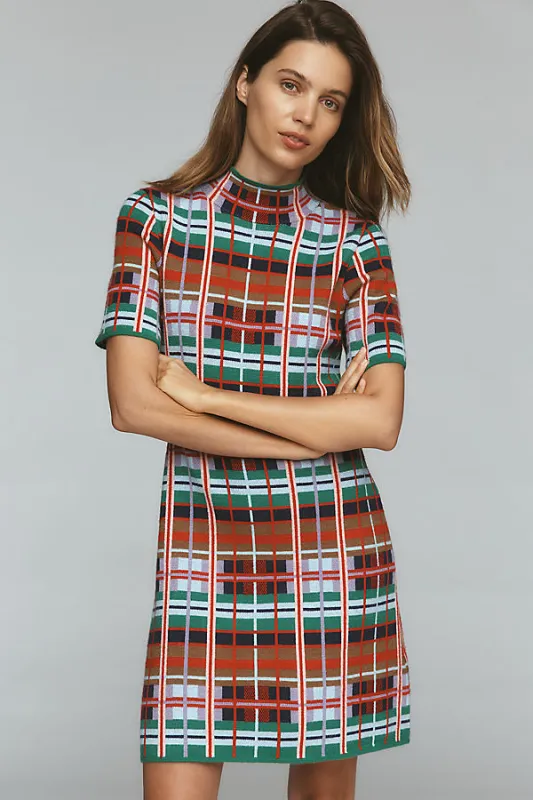 The Nina Short-Sleeve Mock-Neck Mod Mini Dress sold by Anthropologie