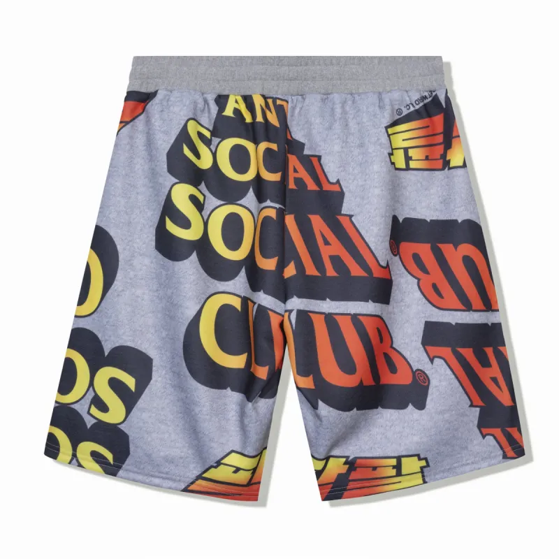 Whisped Grey Terry Fleece Shorts made by Anti Social Social Club