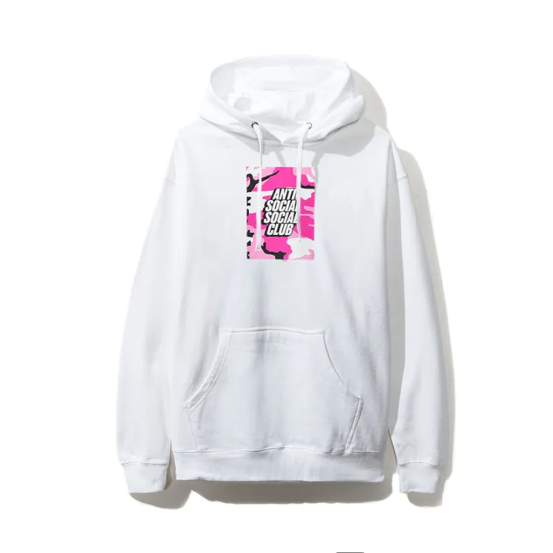 Pink Camo Box Logo White Hoodie made by Anti Social Social Club