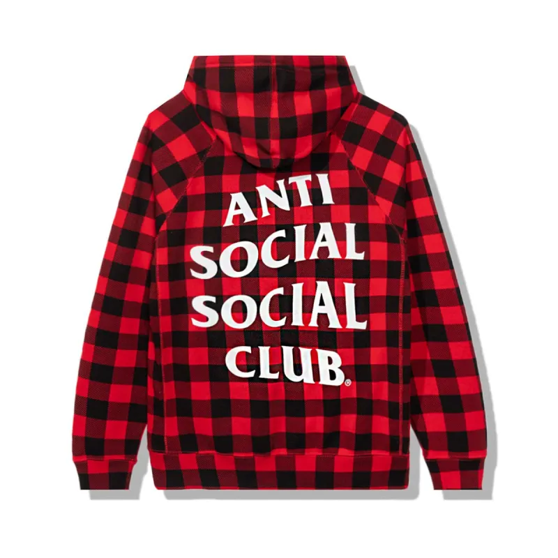 Crossed Out Red Checkered Hoodie made by Anti Social Social Club