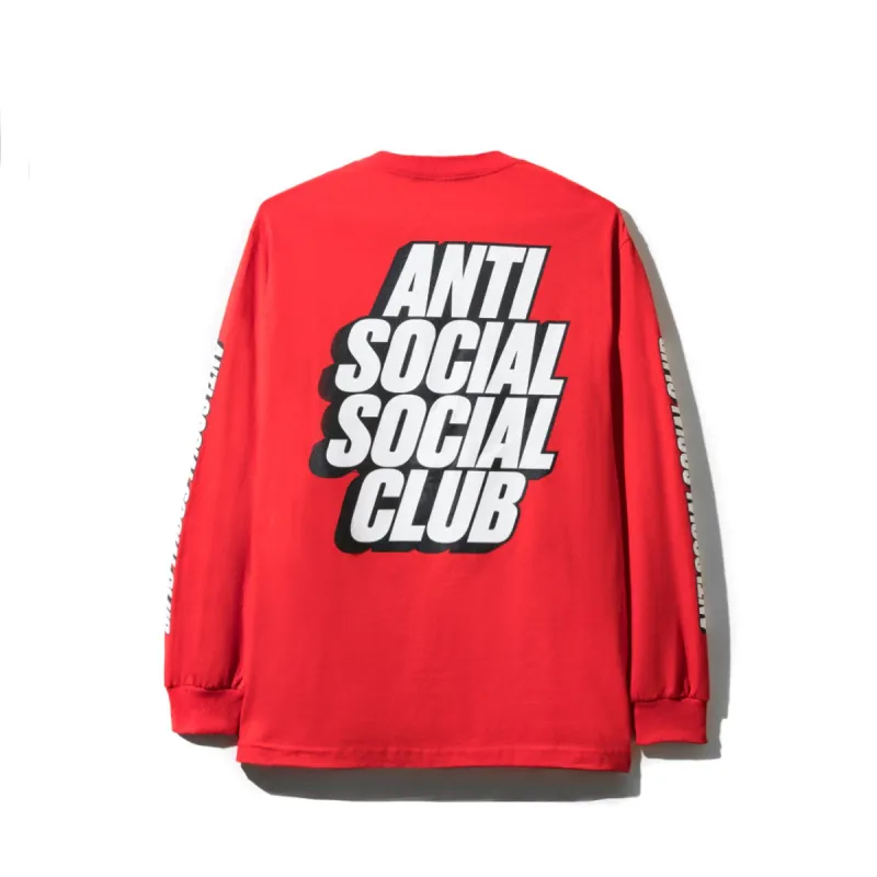 Block Me Red Long Sleeve Tee sold by Anti Social Social Club