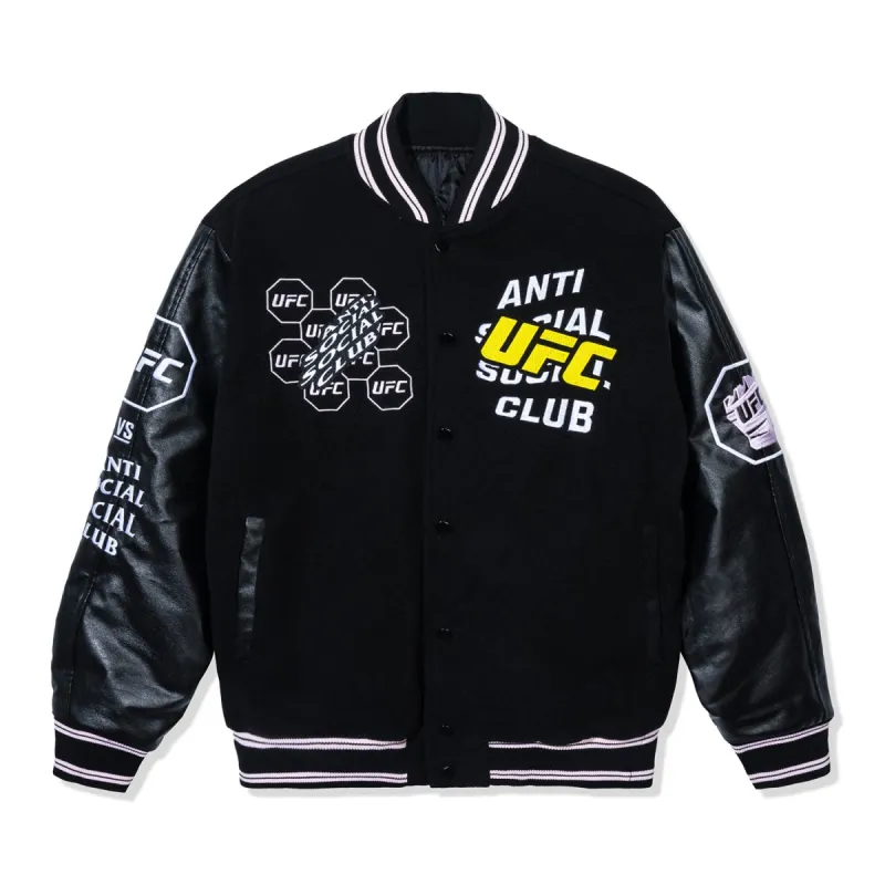 ASSC x UFC Corner Varsity Jacket - Black made by Anti Social Social Club