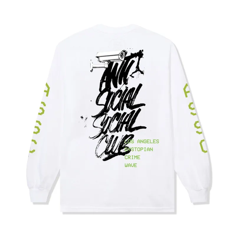Dystopian Crime Wave Long Sleeve Tee - White sold by Anti Social Social Club