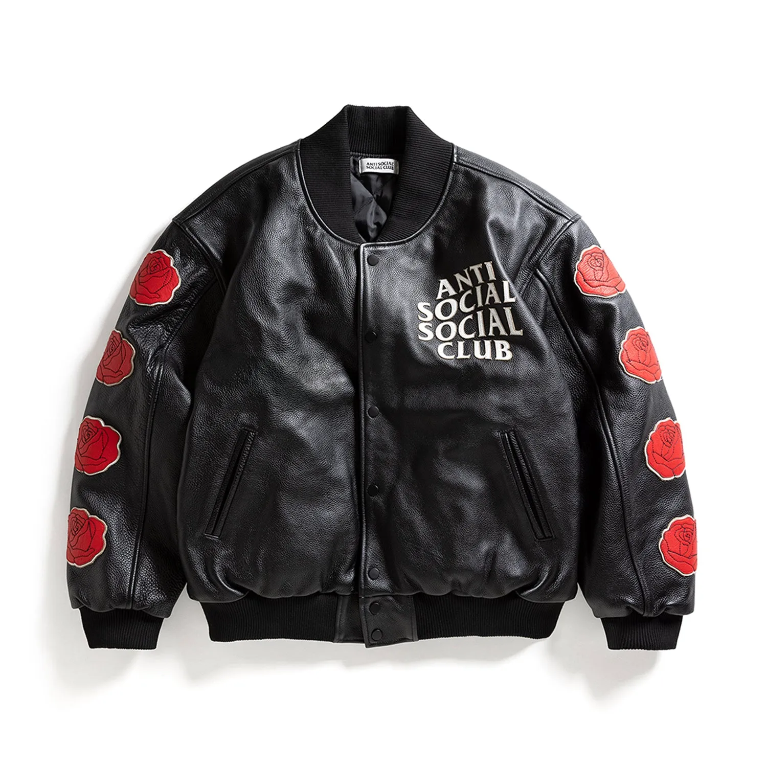 PETAL TO THE METAL LEATHER VARSITY JACKET sold by Anti Social Social Club product image thumbnail 3