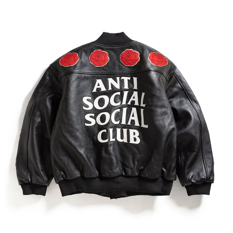 PETAL TO THE METAL LEATHER VARSITY JACKET made by Anti Social Social Club