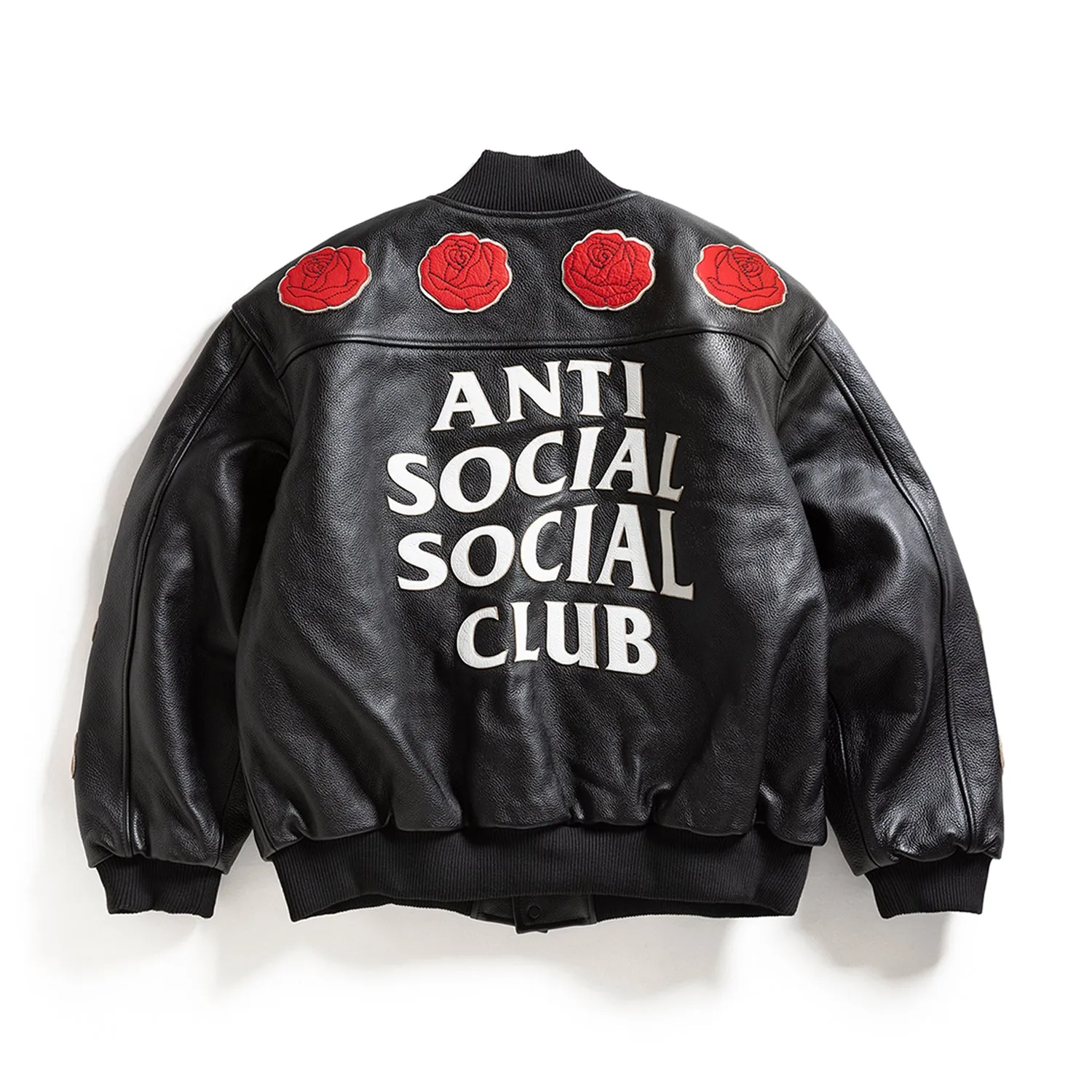 PETAL TO THE METAL LEATHER VARSITY JACKET sold by Anti Social Social Club