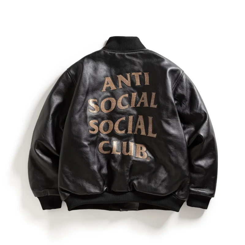 Snakeskin Applique Leather Bomber made by Anti Social Social Club
