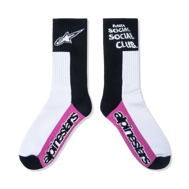 ASSC X Alpine Stars Black White Moto Socks made by Anti Social Social Club