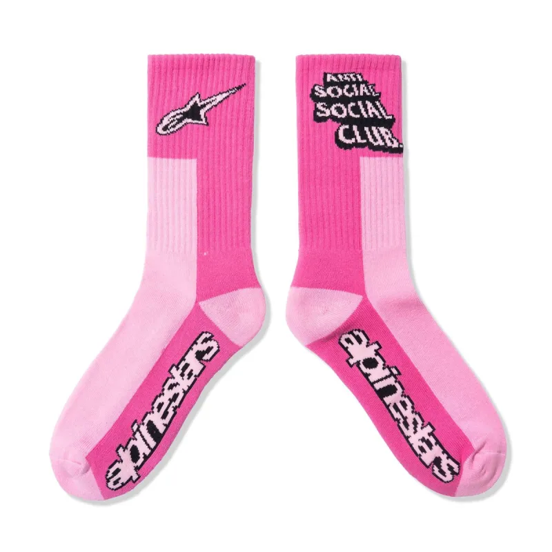 ASSC X Alpine Stars Pink Moto Socks sold by Anti Social Social Club