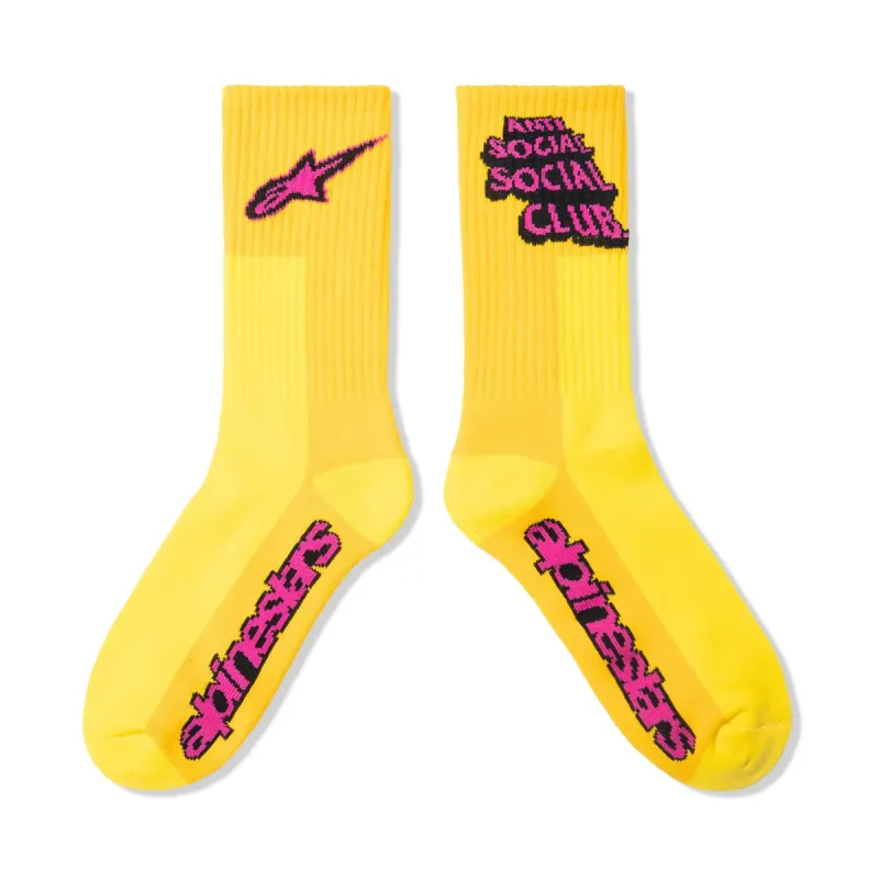 ASSC X Alpine Stars Yellow Moto Socks made by Anti Social Social Club